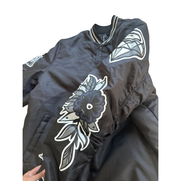 REBEL MINDS Men's Fly High Black Graphic Bomber Jacket Size XL - Picture 5 of 11